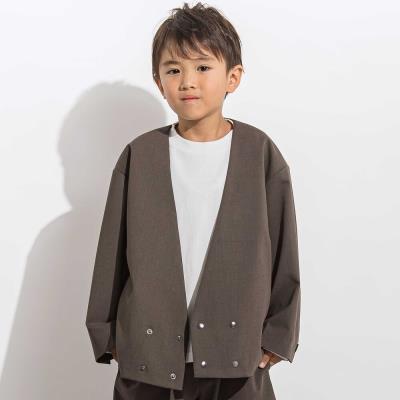 サージノーカラーリラックスダブルジャケット 親子お揃い(110~140cm)