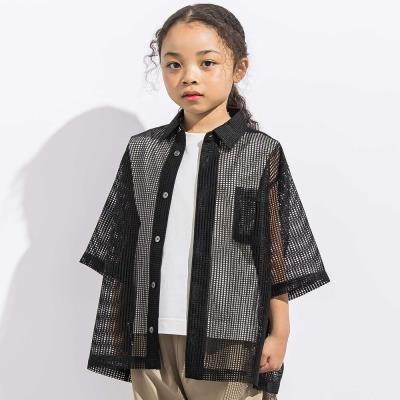 ラッセルメッシュ半袖オーバーシャツ親子お揃い(110~140cm)