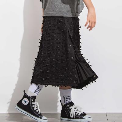 チュールリボンモチーフサイドプリーツスカート 親子お揃い(110~140cm)