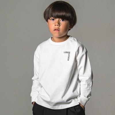 パッチ刺しゅうプリント天竺長袖Tシャツ親子お揃い(95~140cm)