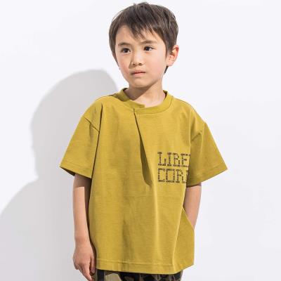 フロントタックロゴプリント天竺半袖Tシャツ親子お揃い(110~140cm)