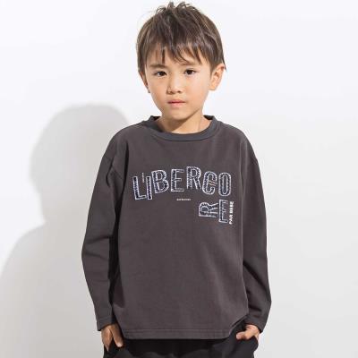 ジグザグステッチレタリングロゴ天竺長袖Tシャツ 親子お揃い(110~140cm)