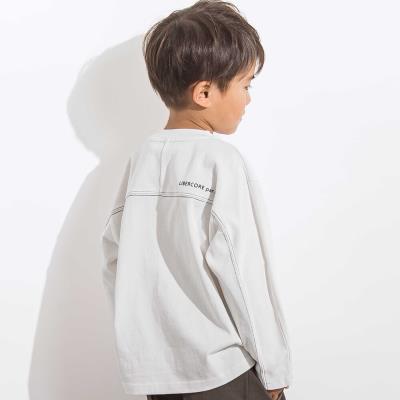 ヘビーオンスカラーステッチ切り替え天竺長袖Tシャツ 親子お揃い(110~140cm)