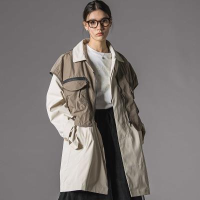 リップストップベスト付きストレッチツイルハーフコート大人親子お揃い(140~175cm)