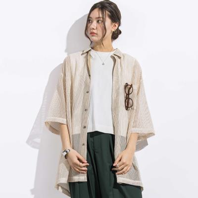 ラッセルメッシュ半袖オーバーシャツ親子お揃い大人(140~175cm)