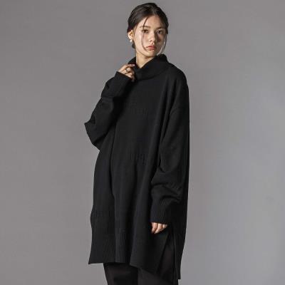 ロゴジャガードタートルネックロングセーター大人親子お揃い(145~175cm)