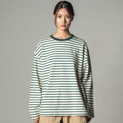 バスクボーダー柄長袖Tシャツ大人親子お揃い(145~175cm)