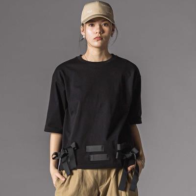 裾リボン付き天竺半袖Tシャツ大人親子お揃い(140~160cm)