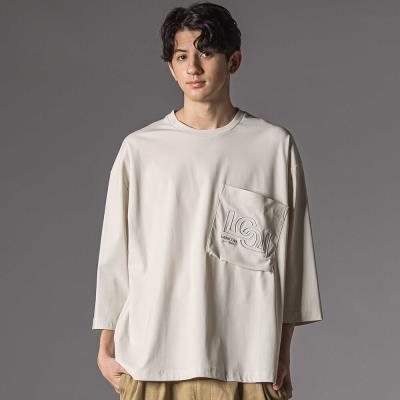 ナイロンカノコBIGロゴポケット半袖ワイドTシャツ大人親子お揃い(140~175cm)