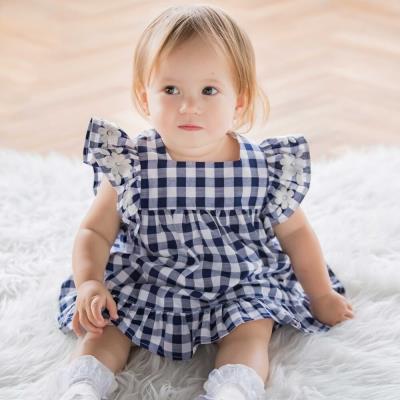 【お揃い】ギンガムチェック花柄刺しゅうワンピース＋ブルマ2点セットベビー(70~90cm)