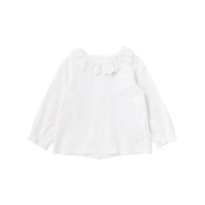 スーピマコットンバイオシルスムース後ろ開きレース襟ブラウスベビー(70~90cm)