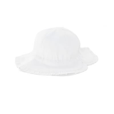 【UVカット】【日本製】シャンブレーギャザーフリルリボンハットベビー(44~48cm)