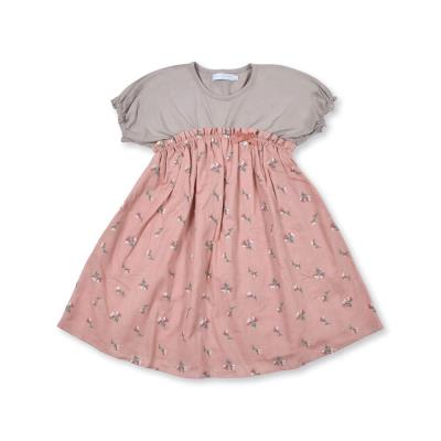 【 お揃い 】 日本製 ボイルガーゼ フラワー 刺繍 ワンピース (90~140cm)