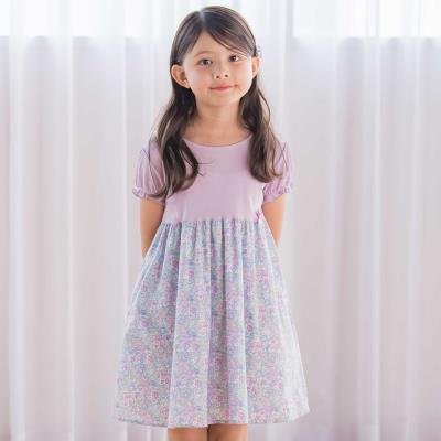 【日本製】【お揃い】リバティ(leontyne dream)プリントタナローン フライス切り替えワンピース(90~140cm)