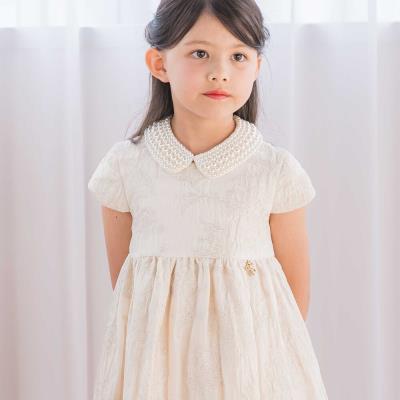 【日本製】ゴールドラメジャガード シャインフラワーワンピース(100~130cm)
