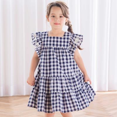 【お揃い】ギンガムチェック花柄刺しゅうワンピース(90~140cm)