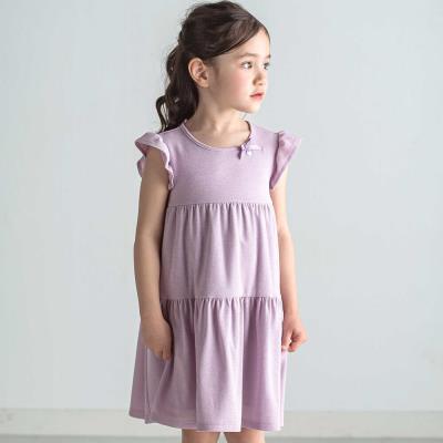 きらきらラメ天竺フリル袖ティアードワンピース(100～140cm)