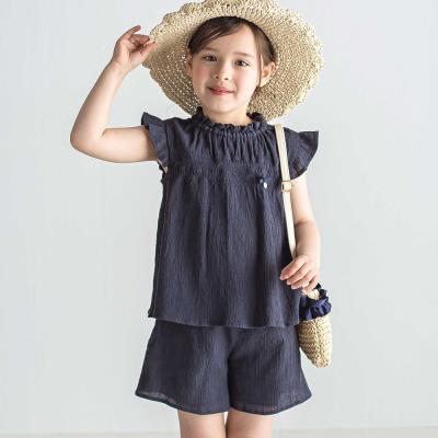 【日本製】クレープロッキーバル楊柳プルオーバーチュニック＋キュロットセット(90～140cm)