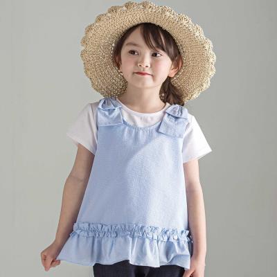 無地Tシャツ＋サッカー肩リボンブラウス 2点セット(100～140cm)
