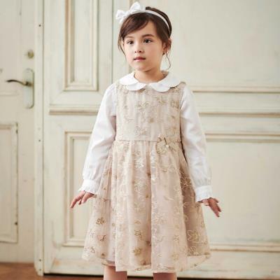 【日本製】チュール花柄刺しゅうジャンパースカート(110~130cm)