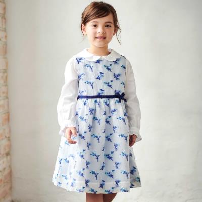 ジャガードフラワーリボン付きジャンパースカート(110~130cm)