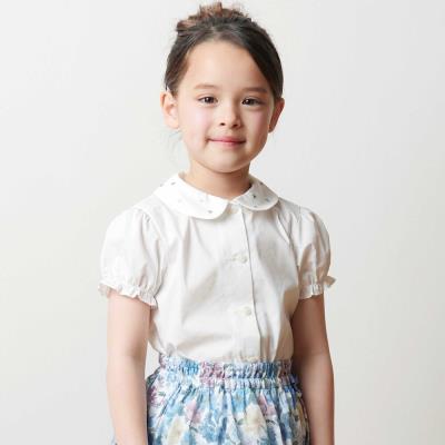 フレームラインストーン襟付きパフスリーブ ブラウス(90~140cm)
