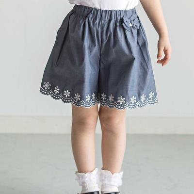 【日本製】裾スカラップ刺しゅうショートパンツ(90～140cm)