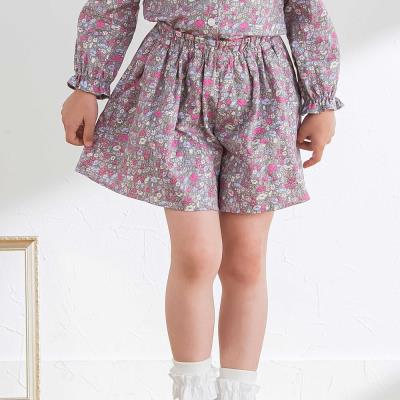 【日本製】【お揃い】リバティプリント（PETAL & DAISY）配色パイピング キュロットパンツ(100～140cm)