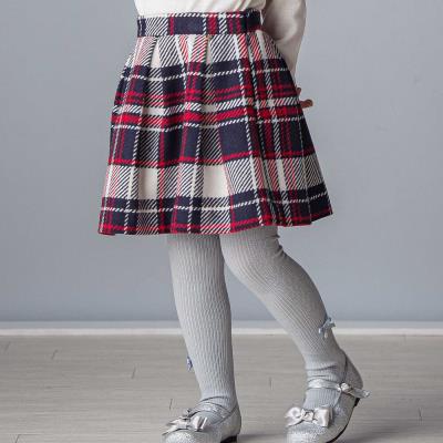 【日本製】【お揃い】ウールチェックフロントタックスカート(100~140cm)