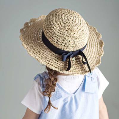 【UVカット】【お揃い】リボン付きブリムスカラップデザインペーパーハット(52~56cm)