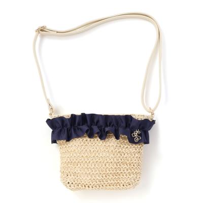【お揃い】麦わら見えフリルデザイン ペーパーショルダーバッグ
