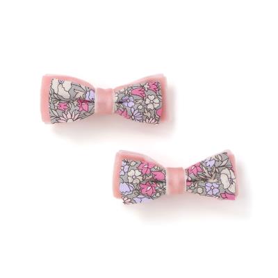 【お揃い】リバティプリント（PETAL & DAISY）ベロアリボン ヘアクリップ