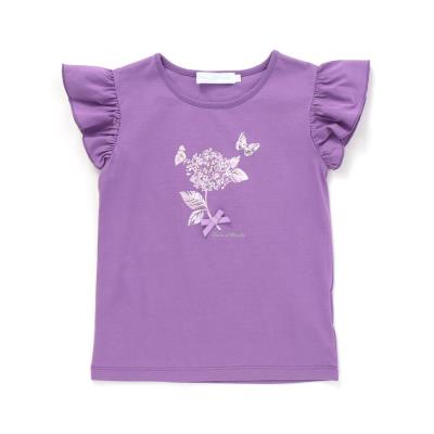 フラワープリント袖フリルTシャツ(90～140cm)