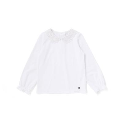 フラワーレース襟 ベア天竺長袖Tシャツ(90~140cm)