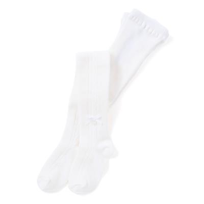 【日本製】【お揃い】リボンロゴチャーム付きタイツ(80～140cm)