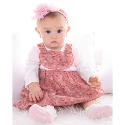 ローン 花柄 プリント バルーン ワンピース (70cm~90cm)(S ピンク系