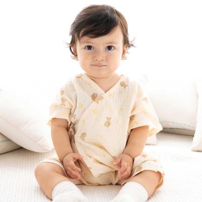 【お揃い】ガーゼアニマルプリントカシュクールスーツ(70~90cm)