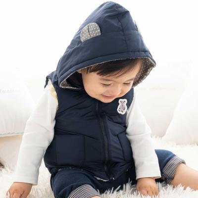 【 撥水加工 】タフタ ルウちゃんくま耳フードベストベビー(60~90cm)