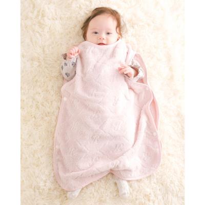 日本製 ロゴ ジャガード タオル スリーパー(50~90cm)(ﾜﾝｻｲｽﾞ ピンク