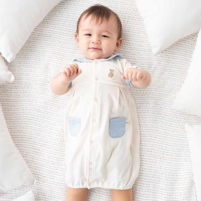 オーガニックコットンクマパッチ半袖2WAYオール(50~75cm)