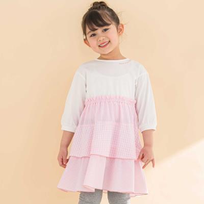 【お揃い】ギンガムティアードドッキングワンピース(80~130cm)