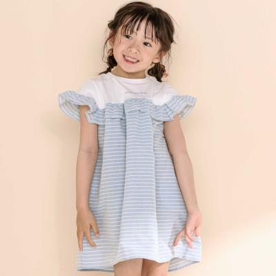 【お揃い】チェック柄ボーダー柄フリル付きワンピース(80~130cm)