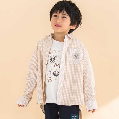 ギンガムチェックシャツ+Tシャツセット(80~130cm)