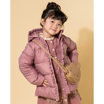 撥水 加工 】 タフタ 前 フリル リボン モチーフ 付 Aライン ダウン