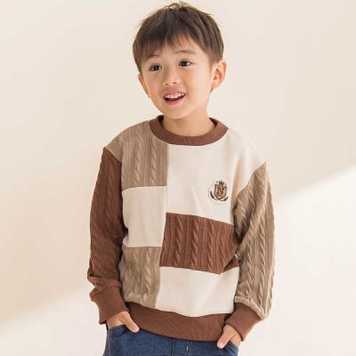 【お揃い】飛び裏毛ｘケーブルJQニットブロック切り替えトレーナー(80~130cm)