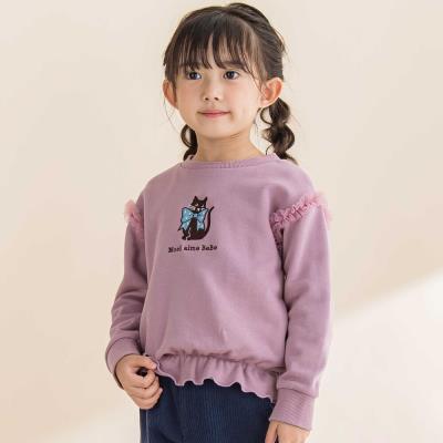 TC裏毛ネコ刺しゅうチュール付きトレーナー(80~130cm)