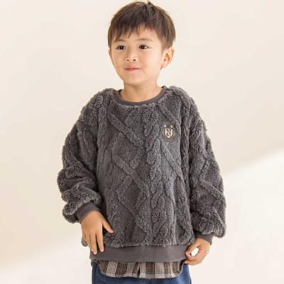 【お揃い】ケーブルボアｘタータンチェックトレーナー(80~130cm)