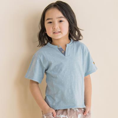 スラッシュ開きTシャツ(80~130cm)(80cm ブルー): トップス【女の子 