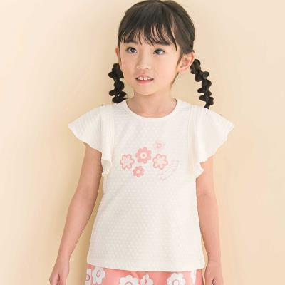 フレアスリーブお花プリント半袖Tシャツ(80~130cm)