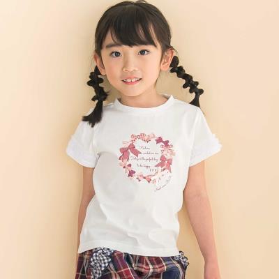 天竺袖フリルリボンプリント半袖Tシャツ(80~130cm)(80cm